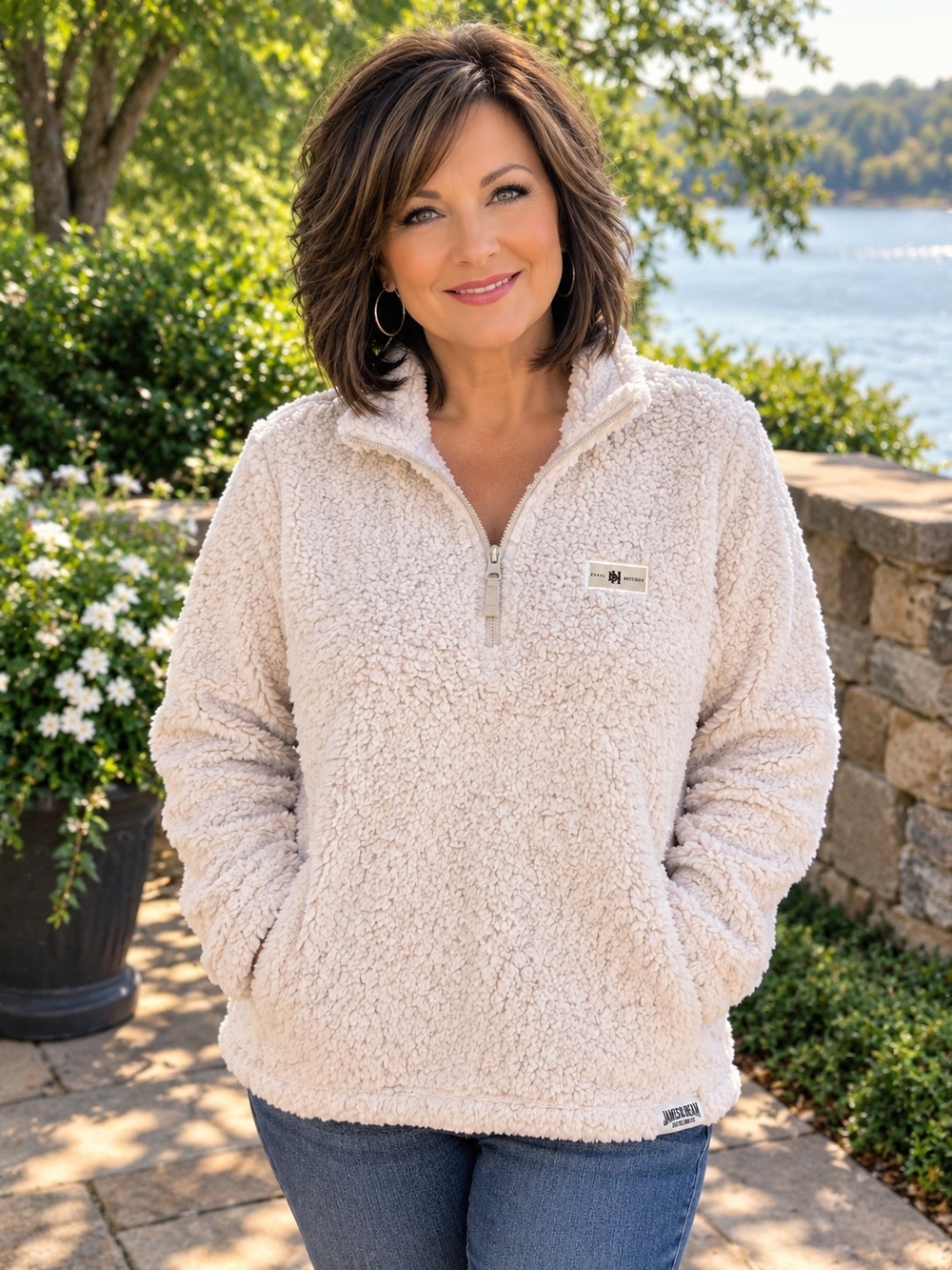 Women’s Cream Sherpa Half-Zip Pullover Hoodie